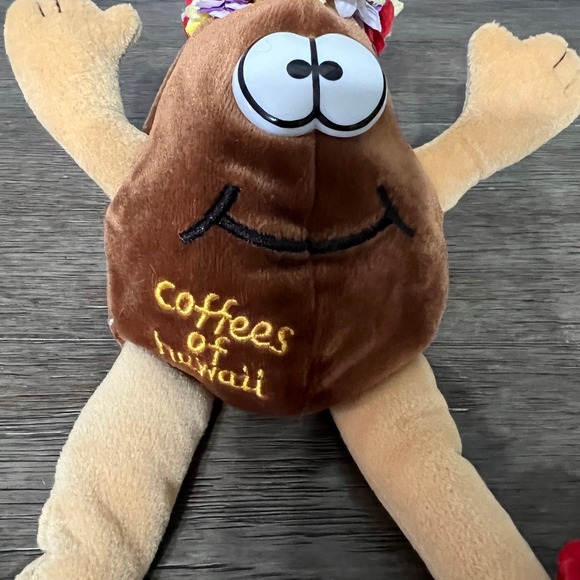 Hawaiian Coffee Bean Plush Toy 100% Moloka'i Coffee Hawaii Leis Flower Accents - Picture 2 of 5